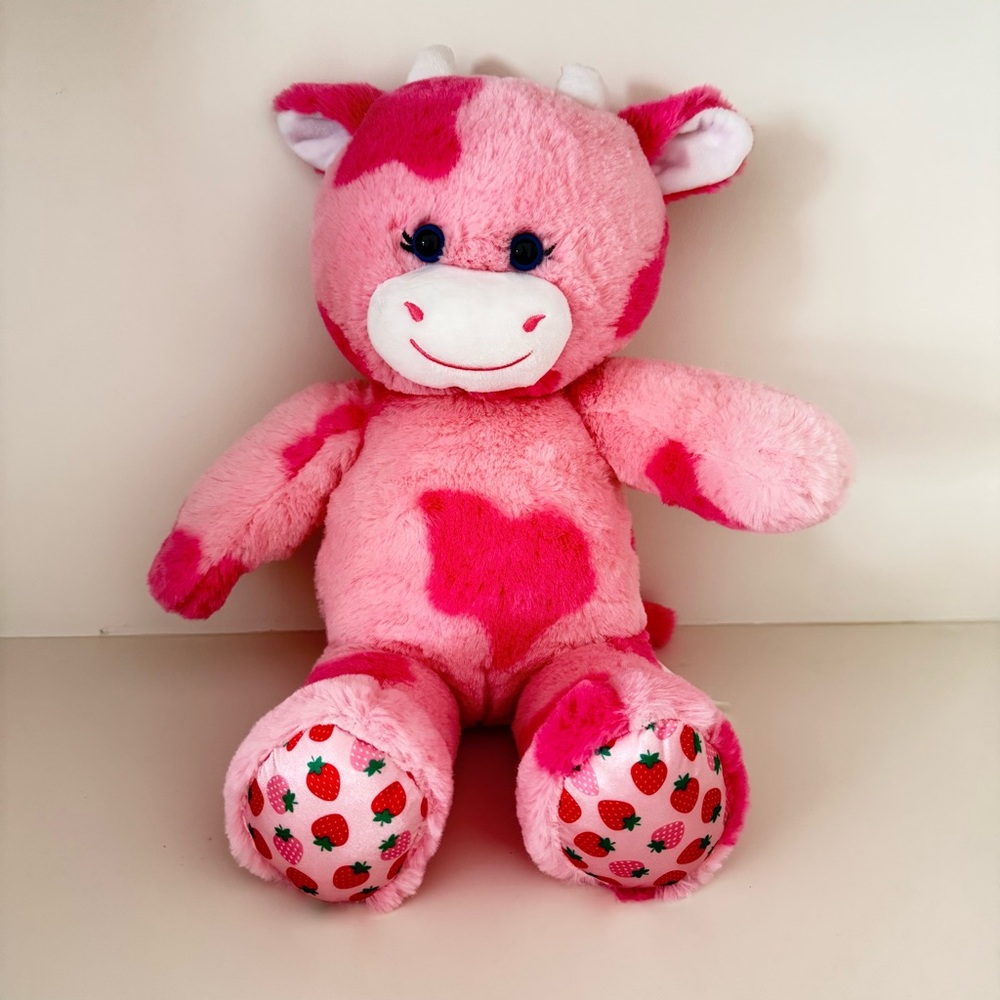 Build a Bear Strawberry Cow Pink Milkshake with Mooing Sound